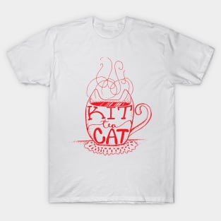 Kitty Cat - Tea Lover Lettering Art - Visual Pun - Mug - Orange Line Art T-Shirt